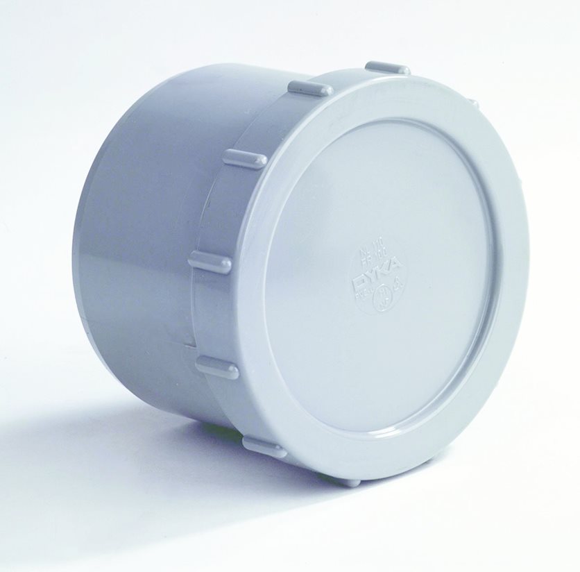 DYKA PVC End Cap with Screw Cover - 75mm Spigot Grey.