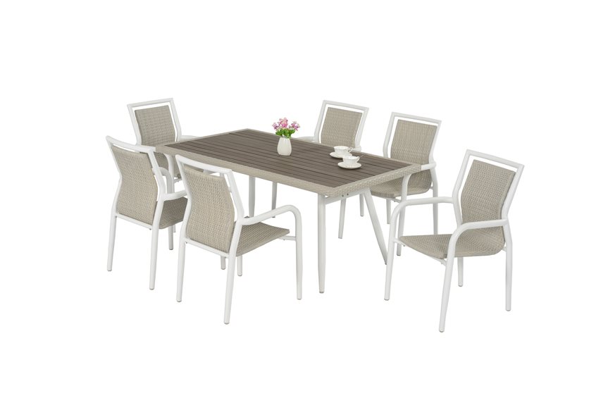 Carter 7Pcs Alu Rattan Dining Set