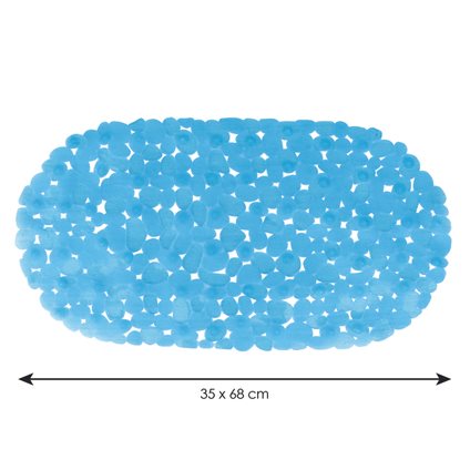 MSV PVC Oval Rubber Shower Mat - Blue, 35X68cm.