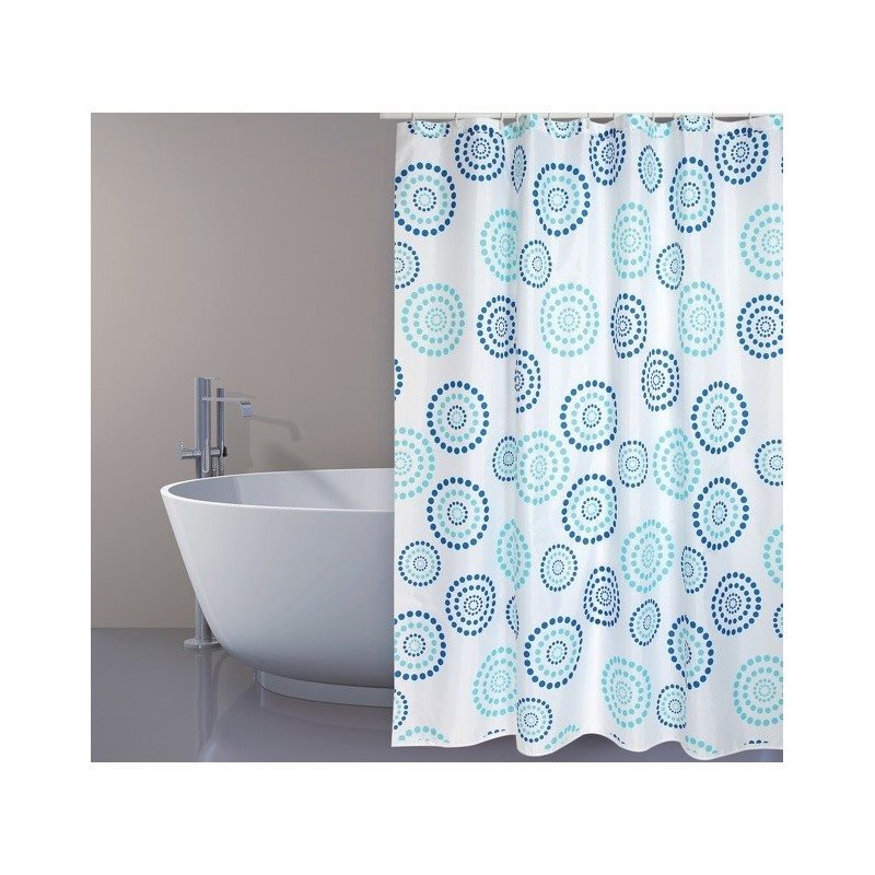 Polyester Textile Shower Curtain - Blue Dots, 180x200 cm