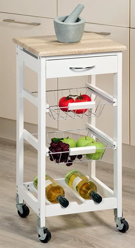 with Building Kesper Depot White - Countertop Kitchen Trolley Wooden