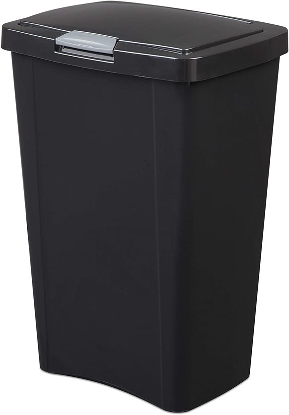 Sterilite 49 Liter Touch-Top Wastebasket Black