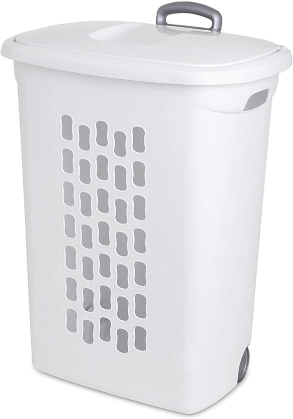 Sterilite Wheeled Laundry Hamper with Handles White