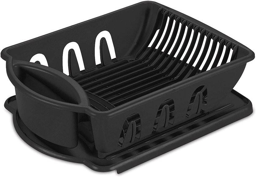 Sterilite Dish Rack 2 Piece Set Black Small