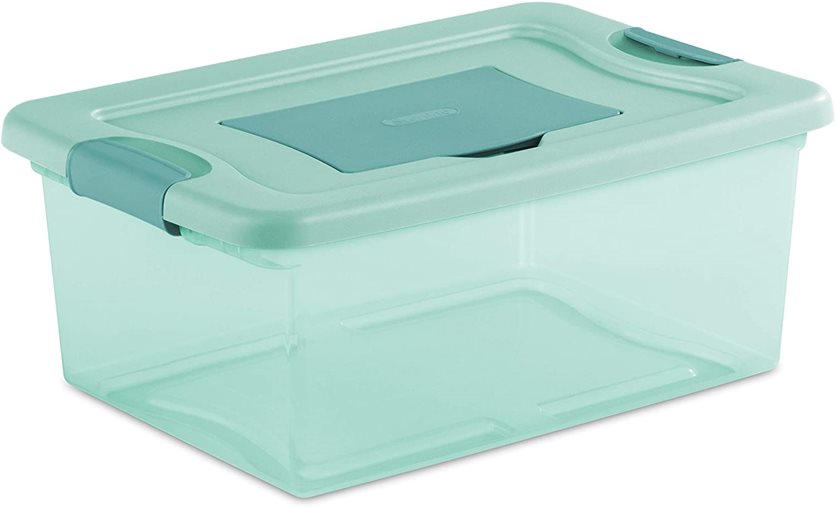 Sterilite 15 Quart Stackable Plastic Storage Box Container Aqua