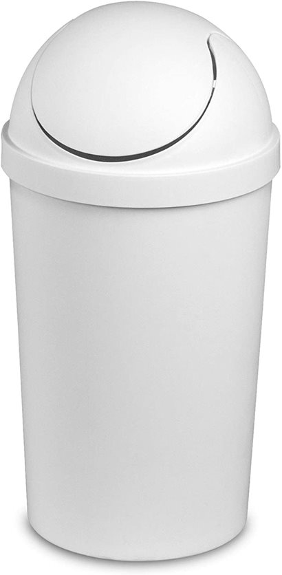 Sterilite 11.4 Liter Swing-Top Wastebasket White