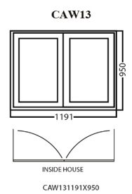 Aluminum Glass Casement Window, White, CAW13, 1191 x 950mm