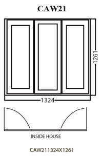 Aluminum Glass Casement Window, White, CAW21, 1324 x 1261mm