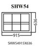 Aluminum Single Hung Window, White, SHW54 - 915 x 636mm.