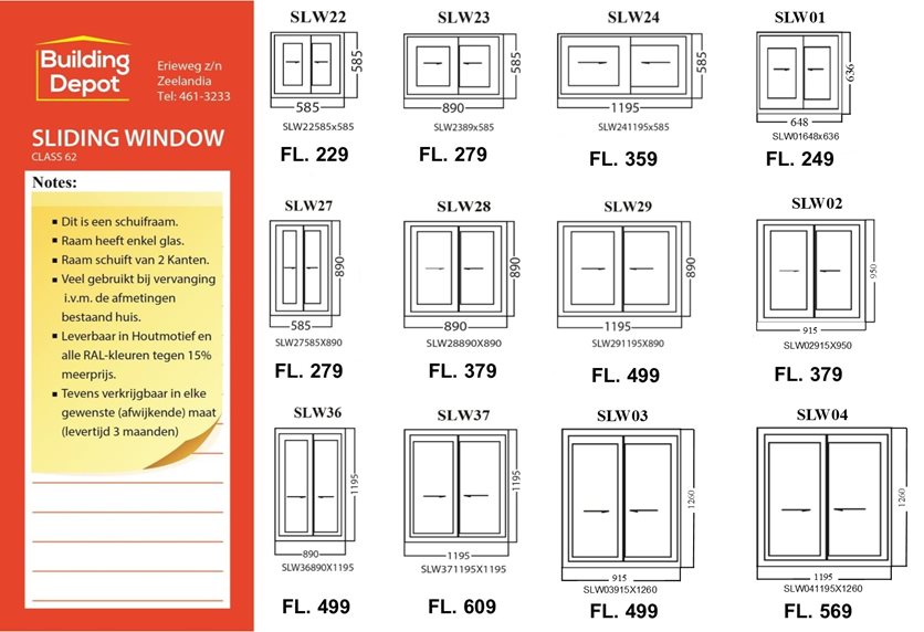 Aluminum Sliding Window, White, SLW02, 915 x 950mm.