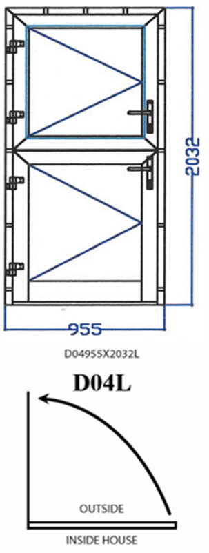 Aluminum Dutch Door (SAJA/DJEKI), White, D04L, Left, 955x2032mm