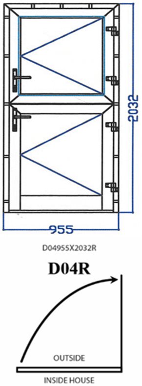 Aluminum Dutch Door (SAJA/DJEKI) - White, D04R, Right, 955x2032mm.