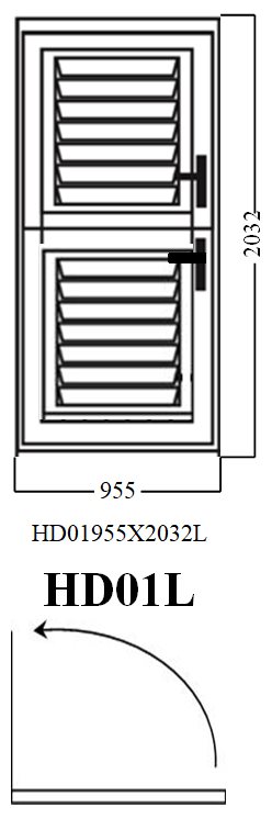 Aluminum Dutch Door (SAJA/DJEKI), White, HD01L, Left, 955x2032mm