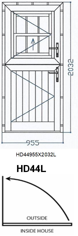 Aluminum Dutch Door (SAJA/DJEKI, White, HD44L, Left, 955x2032mm)