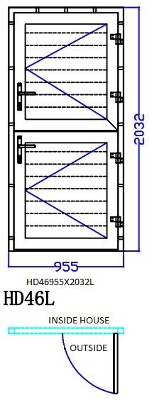 Aluminum Dutch Door (Saja/Djeki), White, HD46L, Left, 955x2032mm