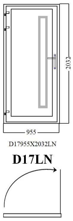 Aluminum Single (Hinged) Door, White, D17LN, Left, 955x2032mm