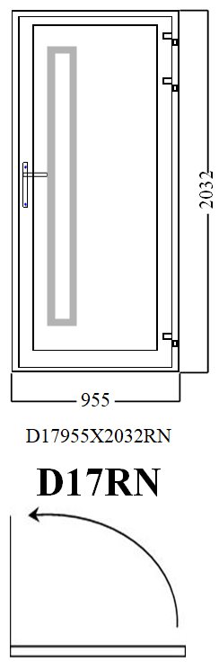 Aluminum Single (Hinged) Door, White, D17RN, Right, 955x2032mm.