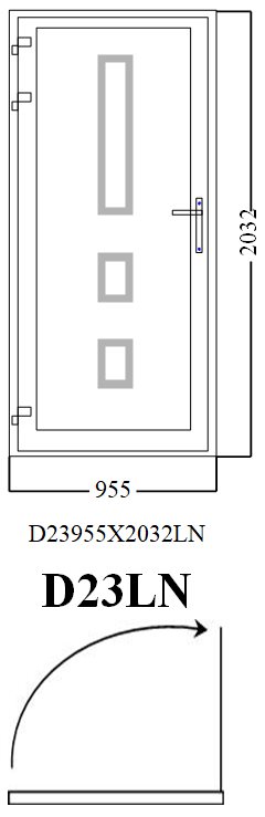 Aluminum Single (Hinged) Door, White, D23LN, Left, 955x2032mm