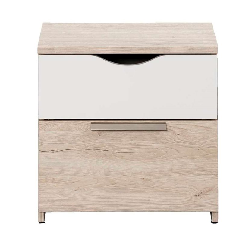 Nightstand Tempo - 2 Drawers - Oak Color / White