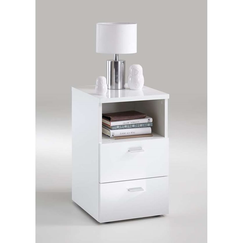 Colima Bedside Table - 2 drawers - high gloss white