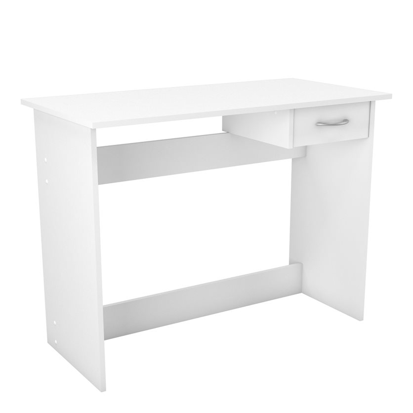 White desk store with single drawer