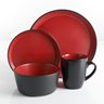 Laramie Red 16 pc Dinnerware Set - Matte Red/Black - Solid Color - Stoneware