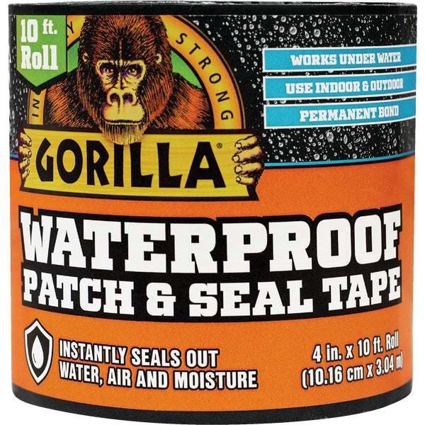Gorilla 4 In. x 10 Ft. Waterproof Patch & Seal Repair Tape - Black