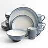 Serene Fountain Blue 16 pc Dinnerware Set - Blue - Reactive - Stoneware