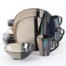 Althea 16 pc Dinnerware Set - Teal - Soft Square - Reactive - Stoneware