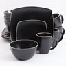 Soho Lounge Matte 16 pc Dinnerware Set - Solid Black - Soft Square - Stoneware