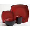 Soho Lounge Matte 16 pc Dinnerware Set - Brick/Black - Soft Square - Stoneware