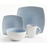 Soho Lounge 16 pc Dinnerware Set - Lt. Blue/White - Soft Square - Reactive - Stoneware