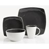 Soho Lounge 16 pc Dinnerware Set - Grey/White - Soft Square - Reactive - Stoneware