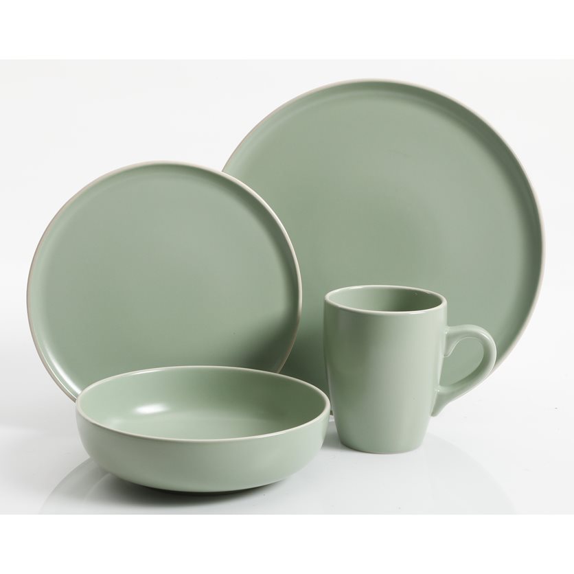 Serenade 16 pc Dinnerware Set - Matte Mint - Solid Color - Stoneware