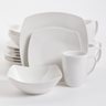 Zen Buffetware 16 pc Dinnerware Set - White - Square - Fine Ceramic