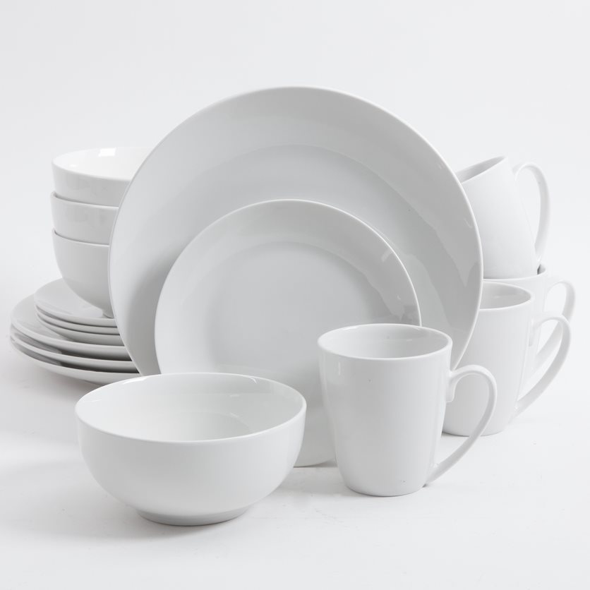 Ogalla 16 pc Dinnerware Set - White - Coupe Shape - Fine Ceramic