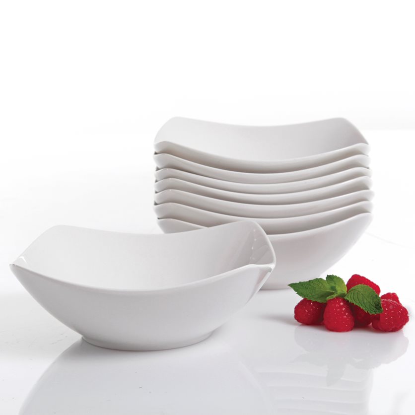 Zen Buffetware 8 pc 6.65 Bowl Set - White - Square - Fine Ceramic