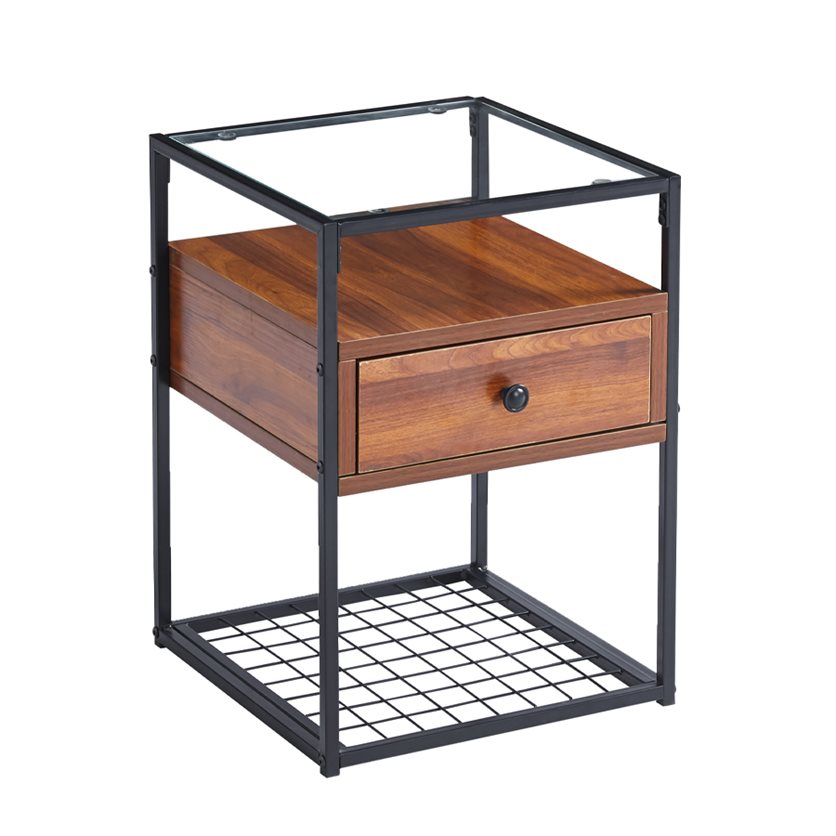 Square Side Table with Glass Top