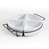 Gracious Dining 4-Section Tidbit Dish Set W/Metal Stand - White - Fine Ceramic