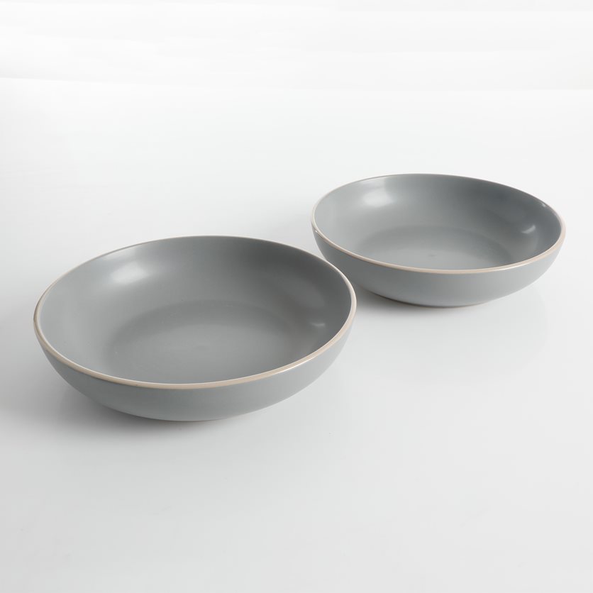 Rockaway 2 pc 8.75 Dinner Bowl Set - Grey - Solid Color - Stoneware