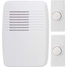 Plug-In & Battery Operated White Wireless Door Chime Kit with 2 Doorbell Buttons