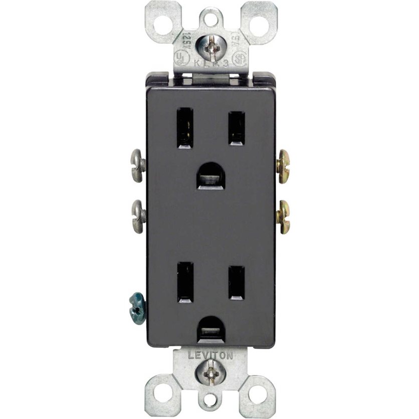 Decora 15A Black Residential Grade 5-15R Duplex Outlet