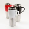 Traverse 16 oz Travel Mug W/Lid - 3 Assorted Colors - Red/Black/White - SS - Stoneware - O/S - Color Label