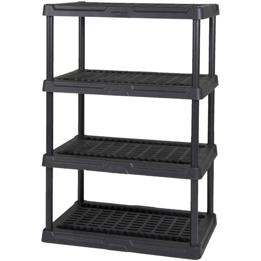 4 Shelf Heavy Duty Black Ventilated Storage Unit