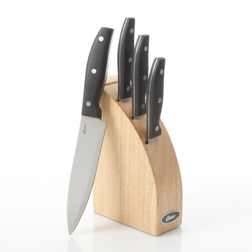 Oster Slice Craft Cutlery Knife Set with Cutting Board - Black - 4 Piece