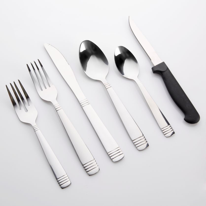 Palmore Plus 24 pc Flatware Set W/4 Steak Knives - Polished - Stainless Steel - 1.8/1.5 mm