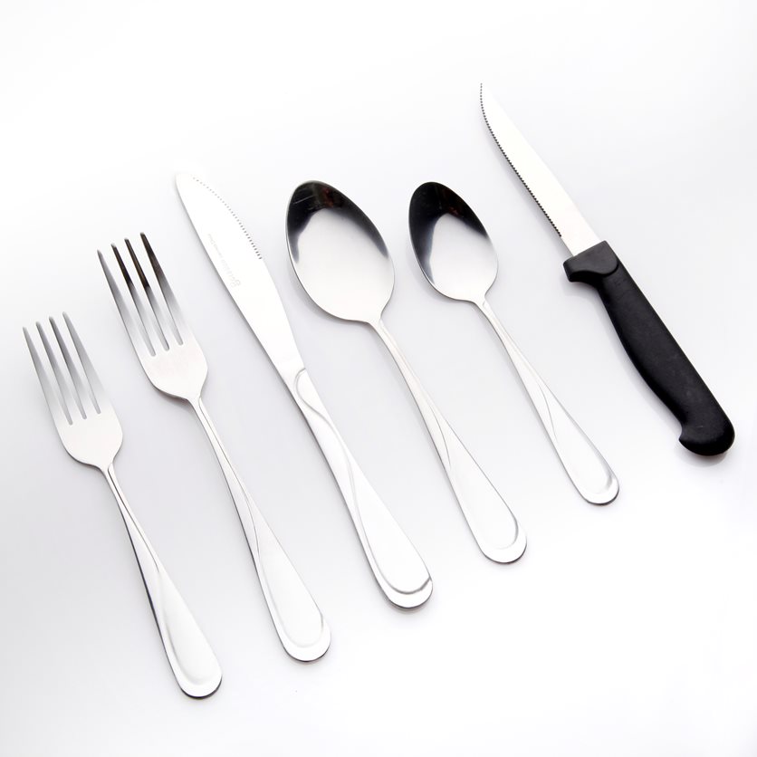 Trillium Plus 24 pc Flatware Set W/4 Steak Knives - Polished - Stainless Steel - 1.8/1.5 mm