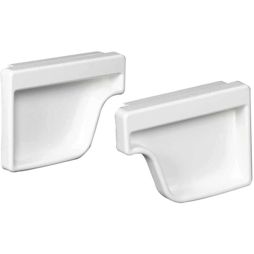 5 In. Traditional K-Style White Vinyl Gutter End Cap, Pair