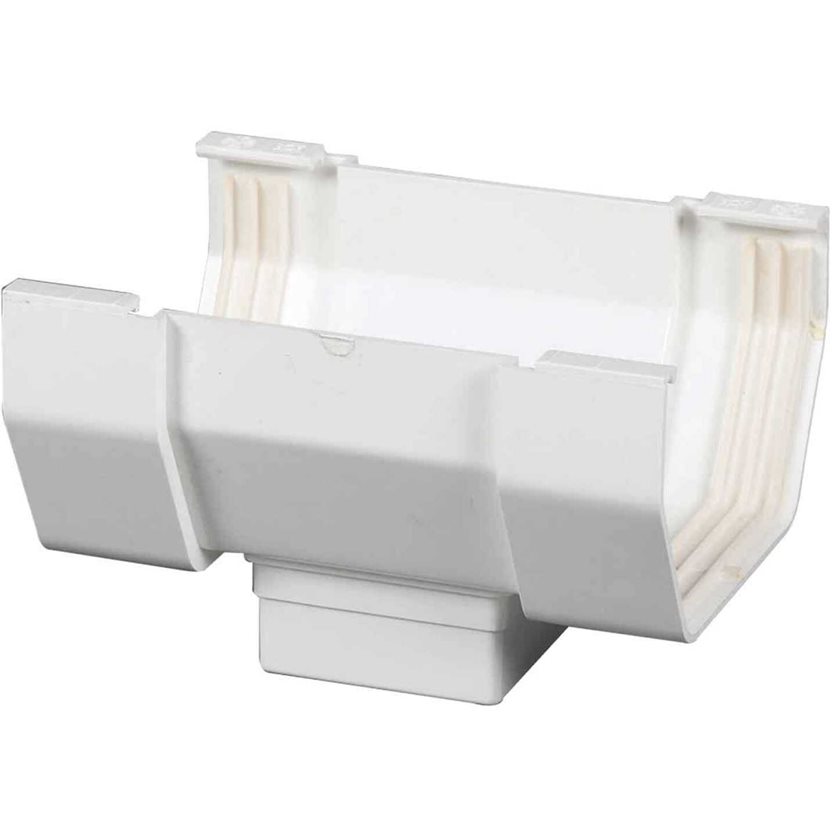 5 White Vinyl Gutter Center Drop Outlet