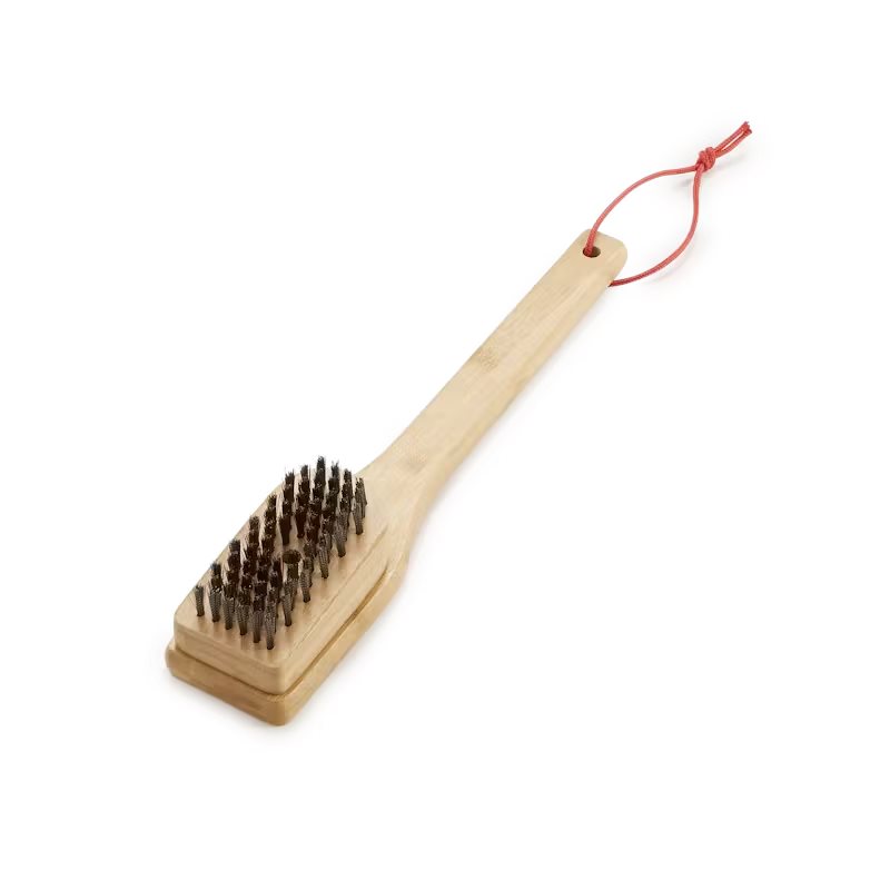 12 In. Stainless Steel Bristles Bamboo Handle Grill Cleaning Brush